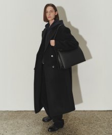 UNISEX TAILORED DOUBLE-BREASTED WOOL COAT BLACK_UDCO3D125BK