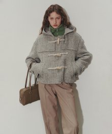 CROPPED DUFFLE COAT GREY CHECK_UDCO3D229G2