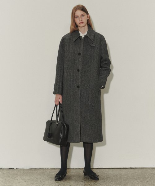 MUSINSA | DUNST FOR WOMEN UNISEX BELTED WOOL MAC COAT CHARCOAL 