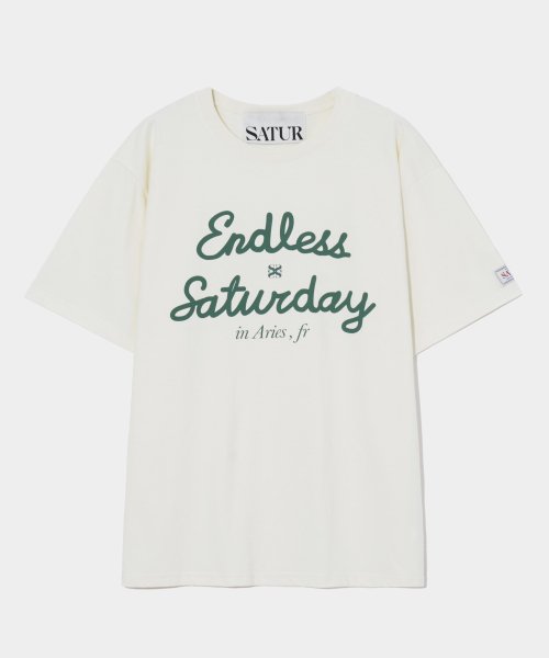 MUSINSA | SATUR Endless Saturday Short Sleeve T-Shirt Resort Ivory