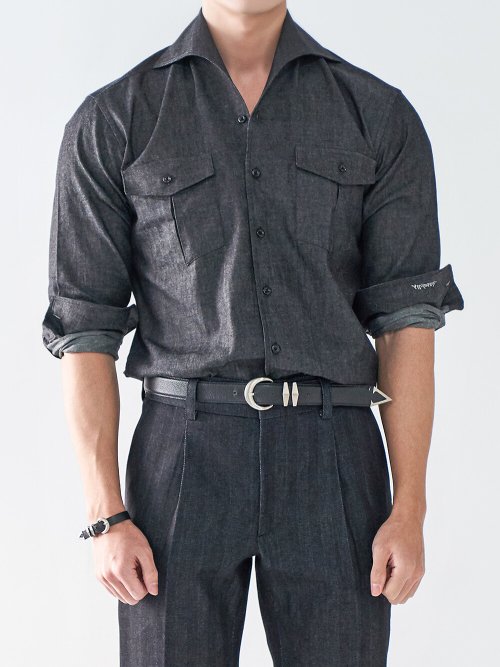 Italian one-piece Shirts Black Denim / ALCSH002