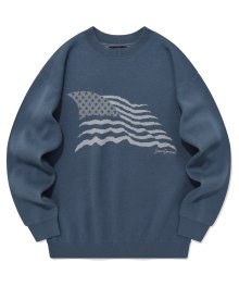 SP 자카드 아메리칸 니트 스웨터-블루