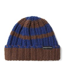 Stripe Crochet Beanie Camel / Blue