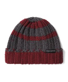 Stripe Crochet Beanie Charcoal / Red