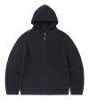 Cable Knit Zip Hoodie Navy