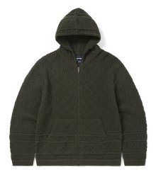 Cable Knit Zip Hoodie Olive