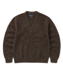 Hairy Knit Cardigan Brown