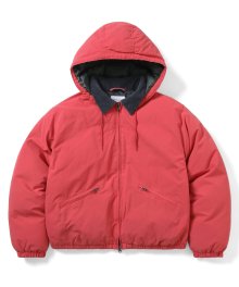 Washed Down Puffer Jacket Coral