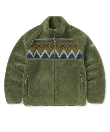 Knit Paneled Fleece Jacket Olive