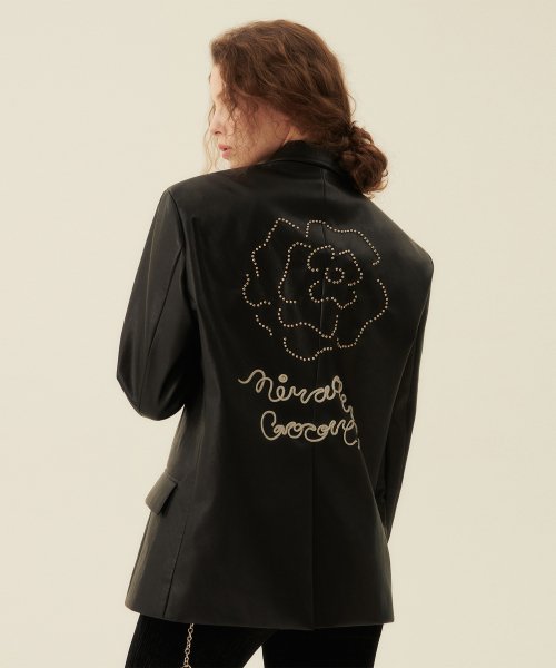 Кожаная куртка с заклепками ROSE STUD FAUX LEATHER JACKET