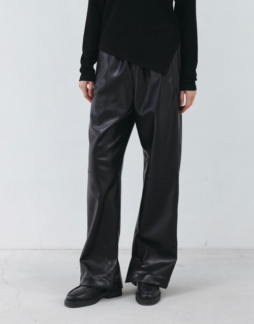 Faux Leather Easy Trouser in Black