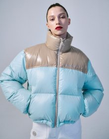 CROPPED DOWN JACKET COLOR BLOCK_MINT