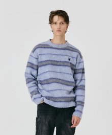 Signature hairy stripe knit - BLUE