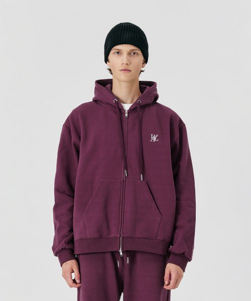 MUSINSA | WOOALONG (Napping)Signature hood zip-up - WINE