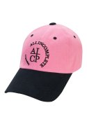올인컴플리트(ALLINCOMPLETE) 라운드 로고 투톤 볼캡 (블랙 & 핑크)