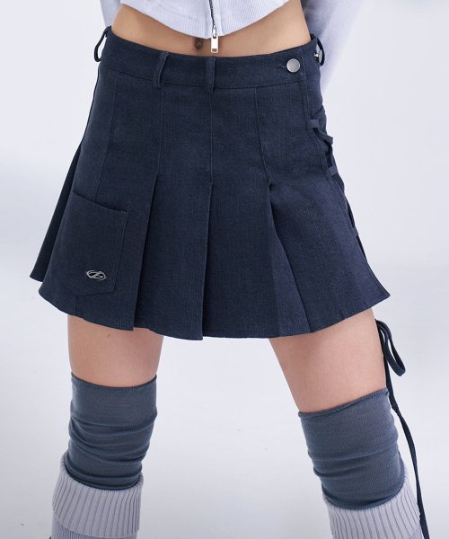 Denim pleated 2024 wrap skirt