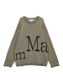 MATIN BIG LOGO STITCH KNIT PULLOVER IN LIGHT KHAKI