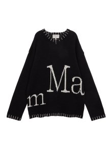 MATIN BIG LOGO STITCH KNIT PULLOVER IN BLACK