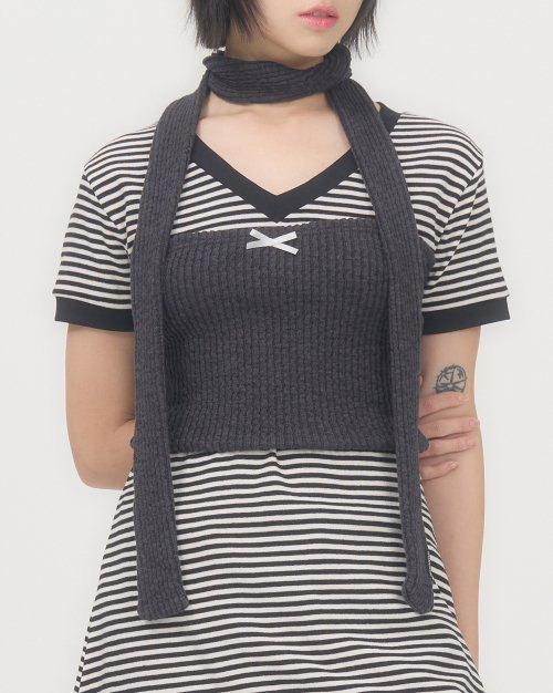RIBBON KNIT TUBE топ (CHARCOAL)