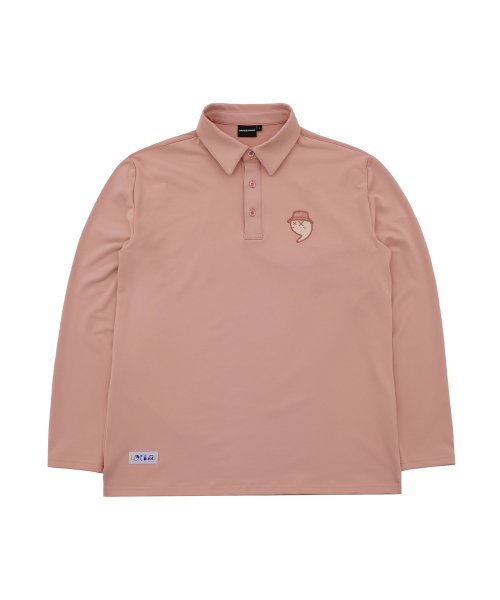 [UP3098] Розовое поло UPST GOLF с логотипом и длинным рукавом