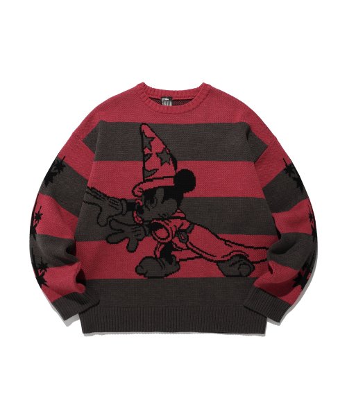 MUSINSA | NICE GHOST CLUB Fantasia Mickey Mouse_Stripe Knit Red 