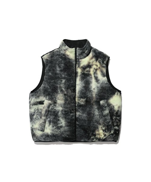 ダウンベスト [NICEGHOSTCLUB]TIE DYE FLEECE REVERSIBLE VEST_BLACK(NG2DFU tie dye fleece reversible vest[charcoal] - niceghostclub