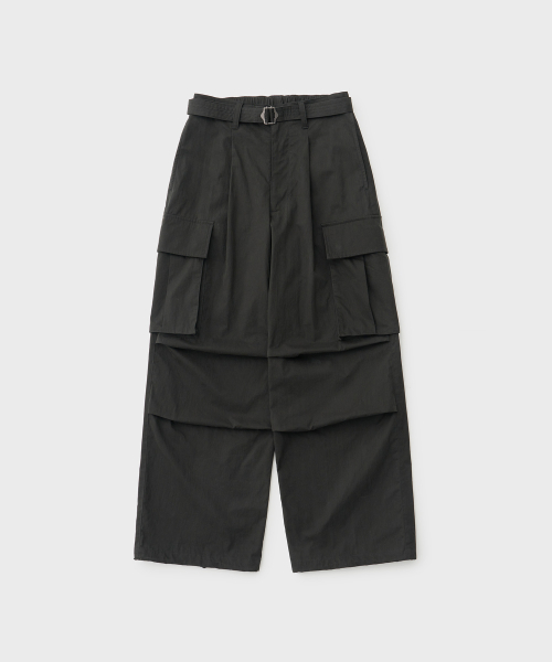 어나더 오피스(ANOTHER OFFICE) Parachute Belted Pants (Black 