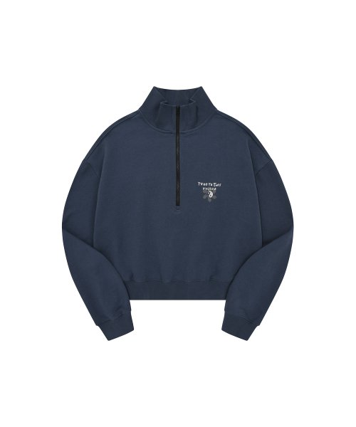 Женский оверсайз свитшот на молнии TRUE TO THIS (Navy)