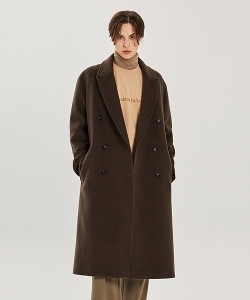 MUSINSA | AD HOC Unisex peaked collar double coat (BROWN) (HZAHC81-55)