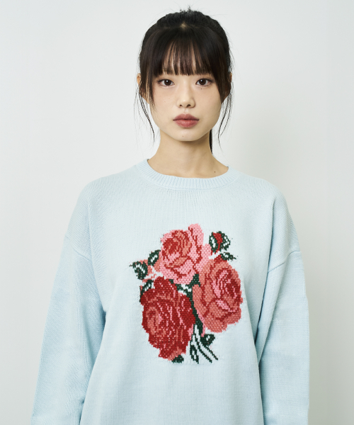 FLOWER KNIT свитер(SKY BLUE)