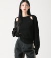 Ribbed Cut-out Knit BLACK