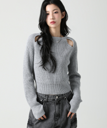 Ribbed Cut-out Knit MELANGE