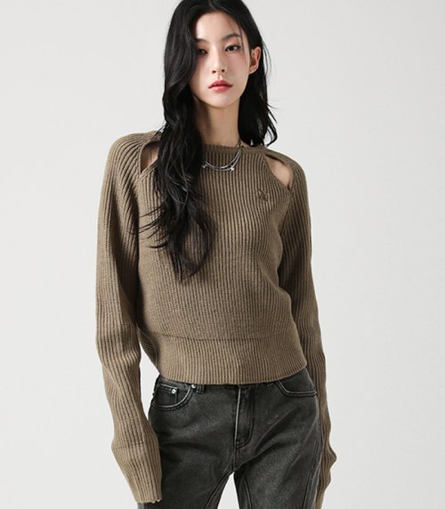 어반드레스(AVANDRESS) Ribbed Cut-out Knit MOCHA - 사이즈 & 후기 | 무신사