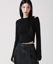 Tati Hole Round Knit BLACK