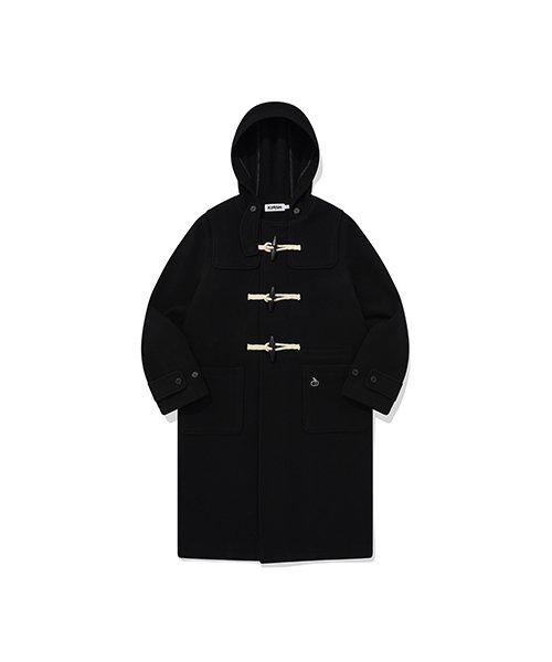 Black hooded cheap duffle coat