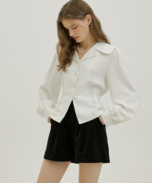 MUSINSA | MORE THAN LIKE PUFF SLEEVE RIBBON BLOUSE - IVORY