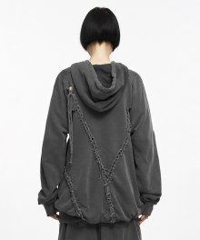 BRAID HOODIE ZIP-UP (UNISEX) CHARCOAL