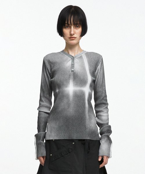 NACHE FAINT SPRAY RIBBED KNIT (UNISEX)【送料/関税込】 NACHE】FAINT SPRAY RIBBED KNIT-BLACK
