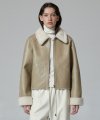 Short shearling coat (beige)