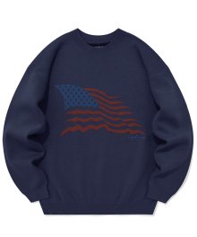 SP 자카드 아메리칸 니트 스웨터-네이비