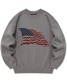 SP 자카드 아메리칸 니트 스웨터-그레이