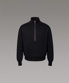 Muscle Fit Rosegold Line Half Zip-up Wool Knit [Black]