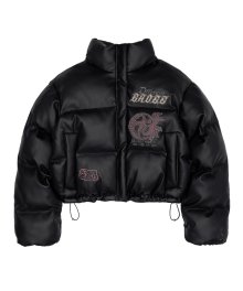 Gothic 13 Leather Puffer Jacket Black
