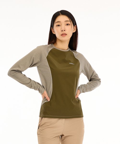 Женская ветрозащитная футболка с круглым вырезом KHAKI