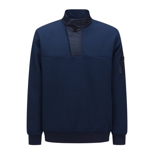 MEN WOVEN BLOCK HALF ZIP LONG T-SHIRT IB