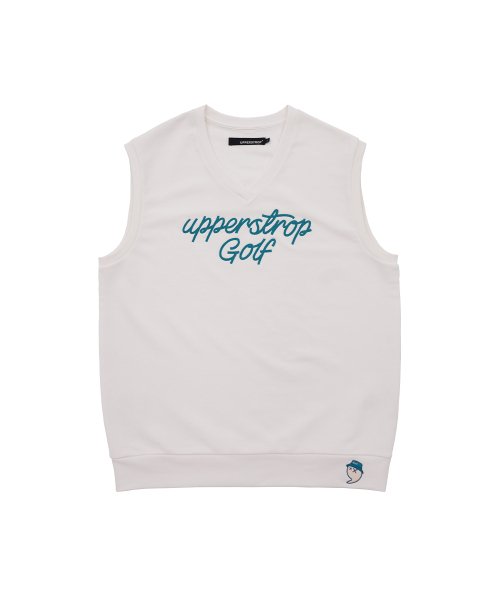 [UP3108] UPST GOLF Lettering Logo V-neck Vest Ivory