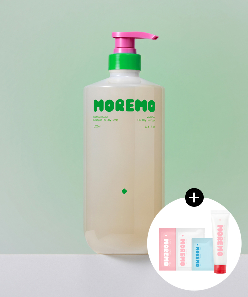 모레모 카페인바이옴 샴푸 지성용 1000ml+(증정) 슈퍼리페어샴푸 100ml+샤쉐3종