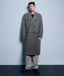 DOUBLE BREASTED WOOL MAXI COAT brown