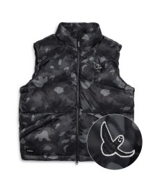 DIAGONAL DOWN VEST_camo pattern - CHARCOAL