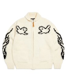 MG COWICHAN ZIP-UP KNIT JACKET - IVORY